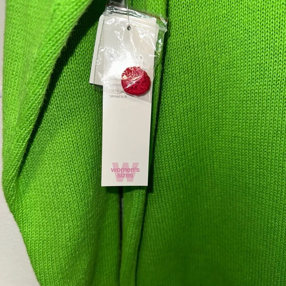 NWT! Vintage Tiara International Christmas Santa Cardigan Sweater Green & Red 1X - Picture 7 of 11